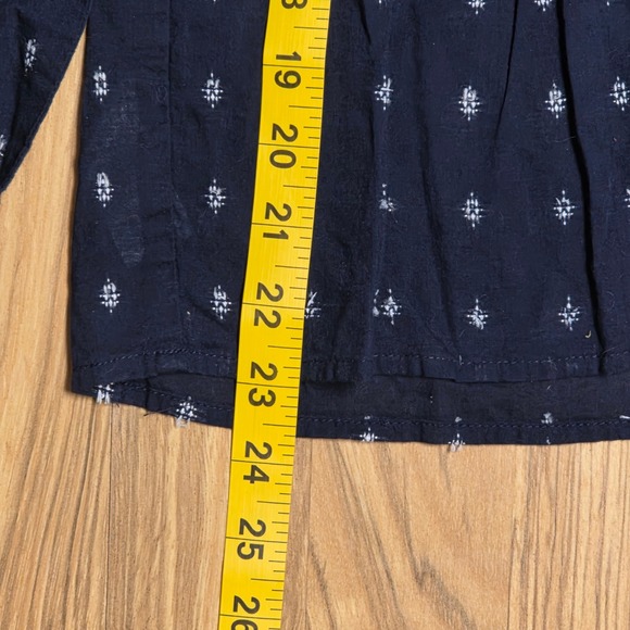 LOFT Peplum Blouse Long Sleeve Women's Size M Navy Blue White Boho Peasant - Picture 5 of 7